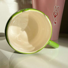 Load image into Gallery viewer, Matcha Strawberry Cake Frog mug (food safe)