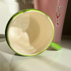Matcha Strawberry Cake Frog mug (food safe)